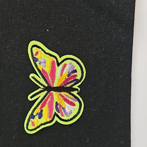 Hand Crafted black canvas pencil case zipper bag embroidery skull & butterfly - Picture 6 of 17